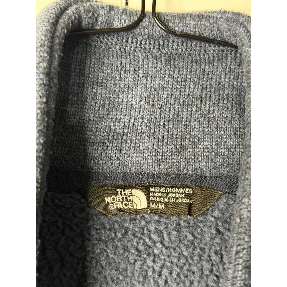 The North Face Men Medium Blue‎ Fleece 1/4 Zip Pullover Jacket Embroidered Logo